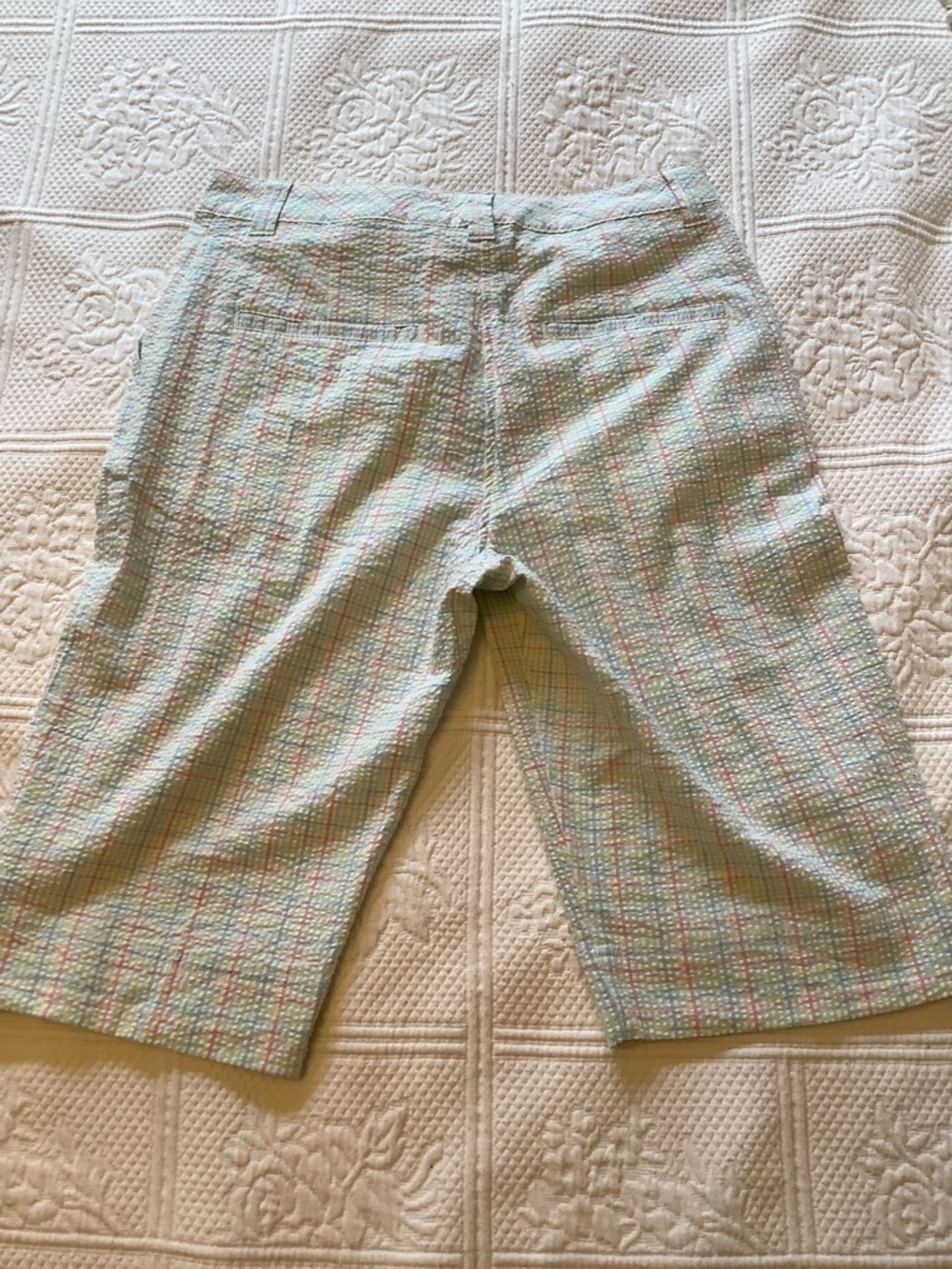 Kim Rogers Pastel Plaid Bermuda Shorts in Mint, Pink & Blue - Picture 5 of 7